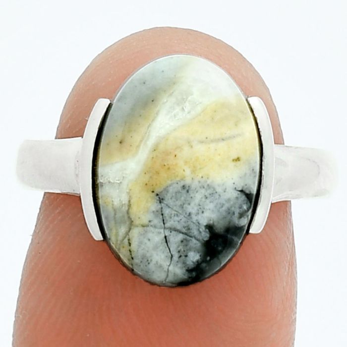 Maligano Jasper Ring size-8 EXR06162 R-1173, 10x14 mm