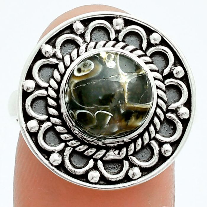 Turtella Jasper Ring size-8 EXR06171 R-1256, 9x9 mm