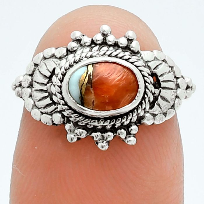 Spiny Oyster Turquoise Ring size-5 EXR06177 R-1726, 7x5 mm