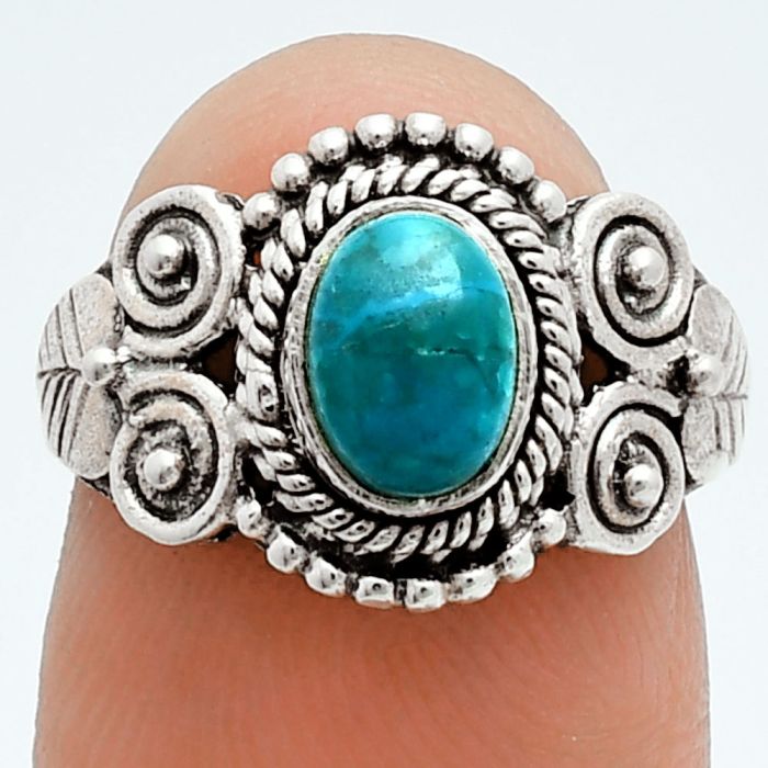 Azurite Chrysocolla Ring size-6 EXR06183 R-1280, 7x5 mm