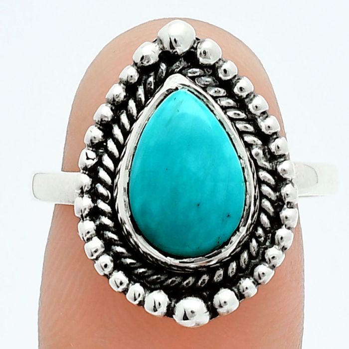 Natural Rare Turquoise Nevada Aztec Mt Ring size-9 EXR06203 R-1154, 8x12 mm