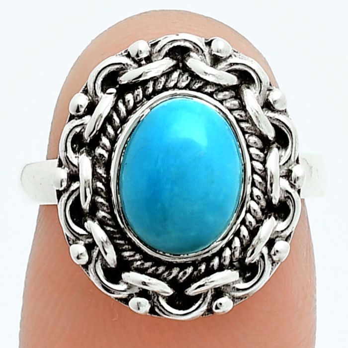 Sleeping Beauty Turquoise Ring size-6 EXR06208 R-1667, 7x9 mm