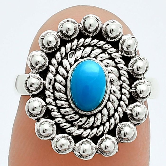 Sleeping Beauty Turquoise Ring size-6 EXR06213 R-1124, 6x4 mm