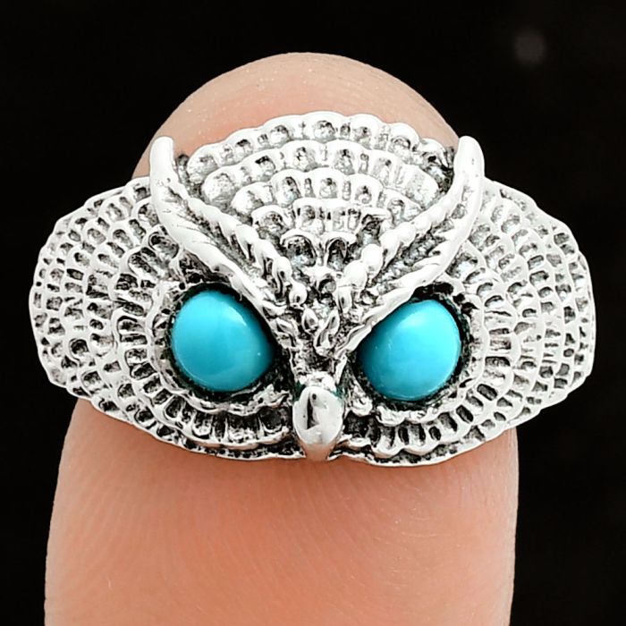 Owl - Sleeping Beauty Turquoise Ring size-9.5 EXR06215 R-1022, 4x4 mm