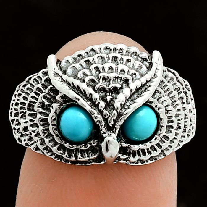 Owl - Sleeping Beauty Turquoise Ring size-8 EXR06216 R-1022, 4x4 mm