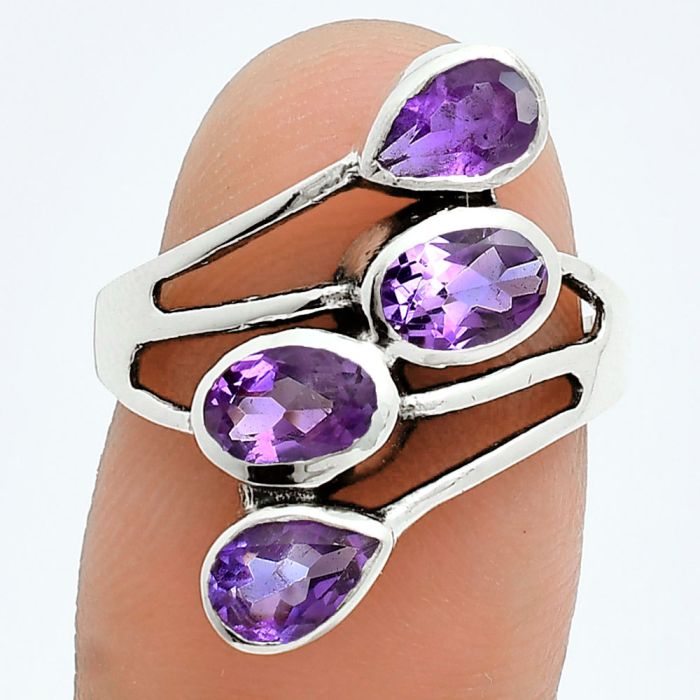 Amethyst Ring size-7 EXR06228 R-1053, 6x4 mm