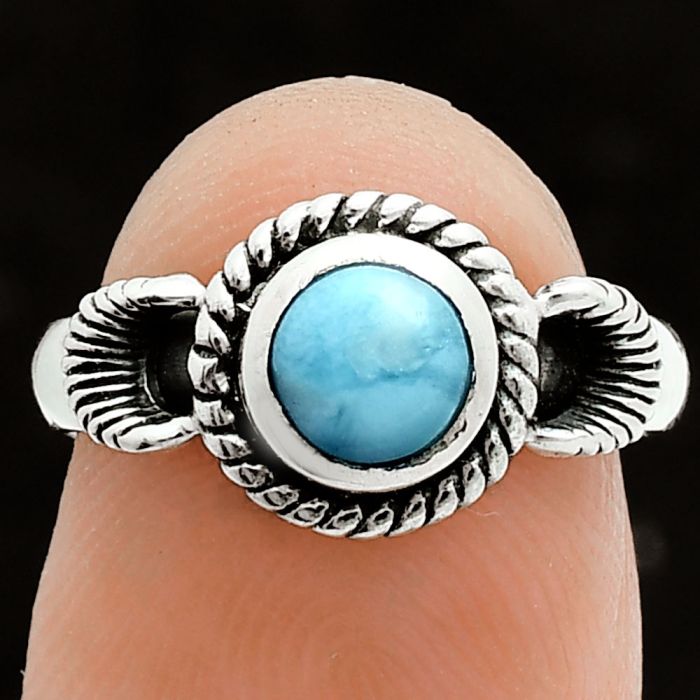 Larimar (Dominican Republic) Ring size-6 EXR06237 R-1733, 6x6 mm