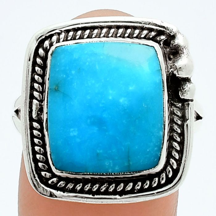 Natural Turquoise Morenci Mine Ring size-9 EXR06243 R-1148, 12x14 mm