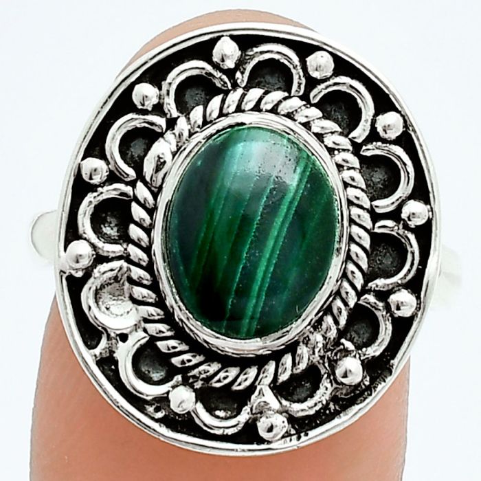 Malachite Eye Ring size-8 EXR06246 R-1256, 8x10 mm