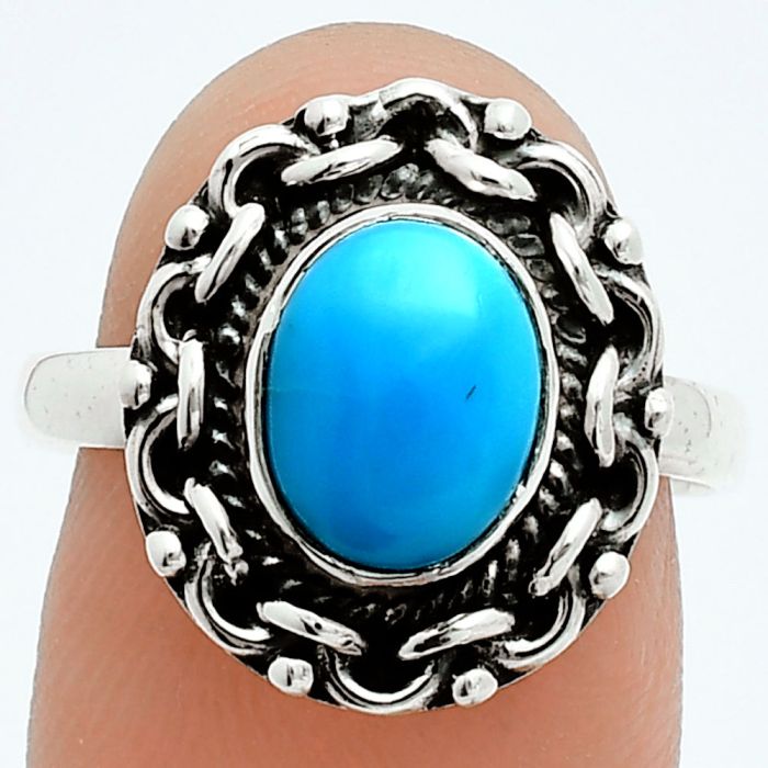 Sleeping Beauty Turquoise Ring size-8 EXR06247 R-1667, 7x9 mm