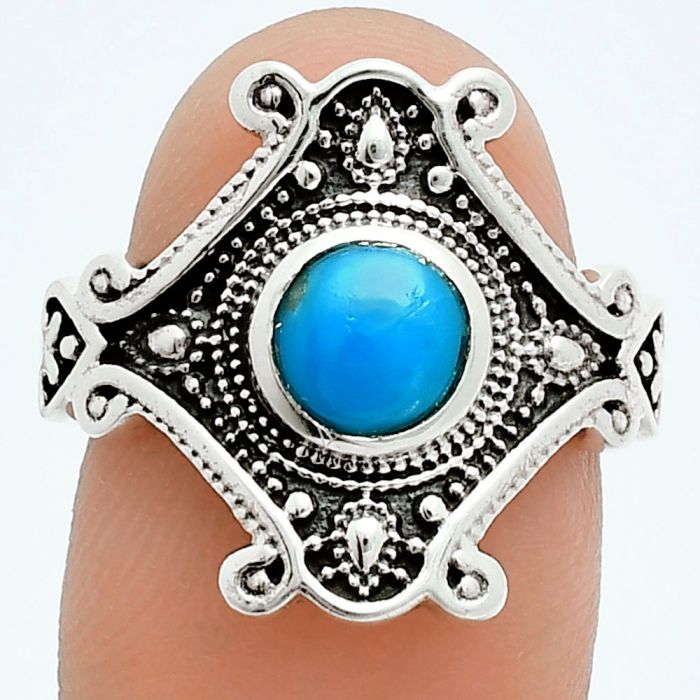 Sleeping Beauty Turquoise Ring size-7 EXR06248 R-1734, 7x7 mm