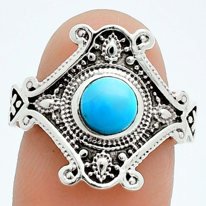 Sleeping Beauty Turquoise Ring size-7.5 EXR06249 R-1734, 7x7 mm