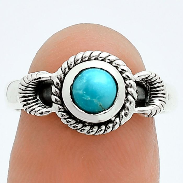 Natural Rare Turquoise Nevada Aztec Mt Ring size-8 EXR06250 R-1733, 6x6 mm