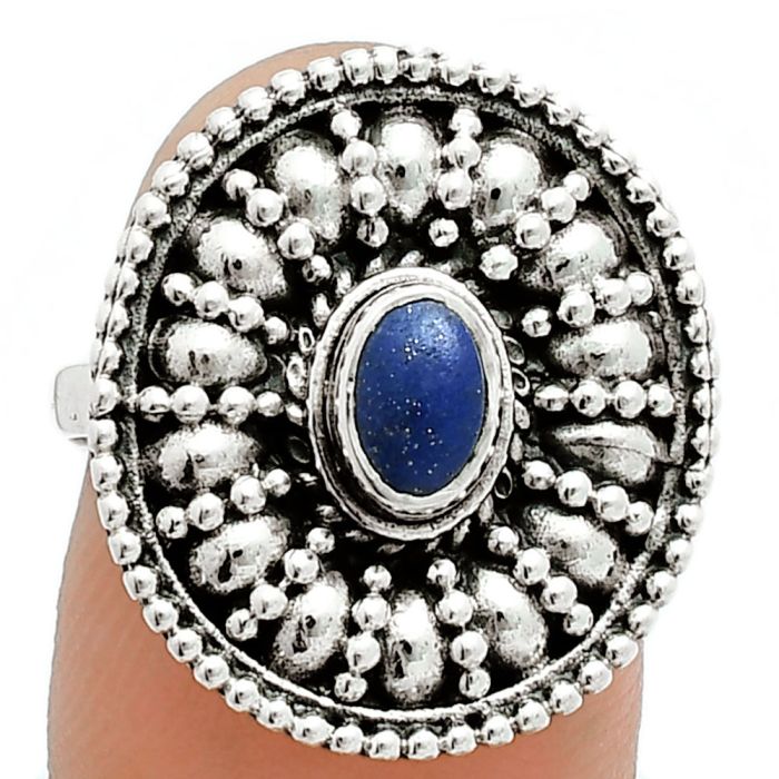 Lapis Lazuli Ring size-7 EXR06255 R-1691, 6x4 mm