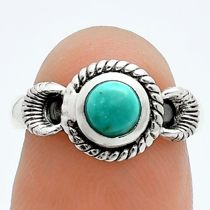 Natural Rare Turquoise Nevada Aztec Mt Ring size-6 EXR06256 R-1733, 6x6 mm