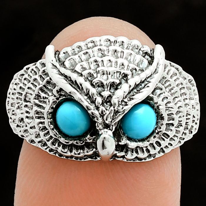 Owl - Sleeping Beauty Turquoise Ring size-8 EXR06257 R-1022, 4x4 mm