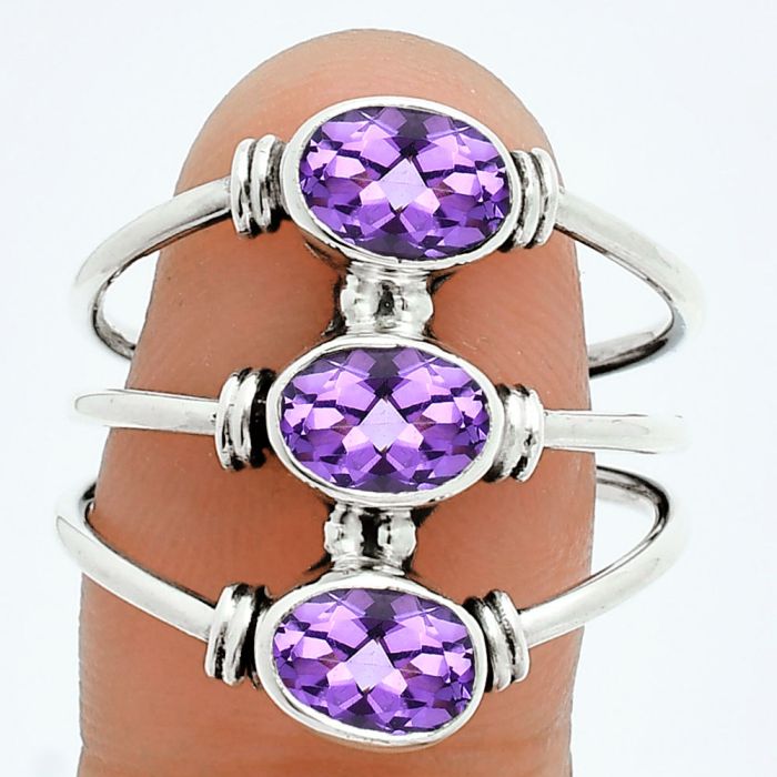 African Amethyst Ring size-9 EXR06261 R-1566, 7x5 mm