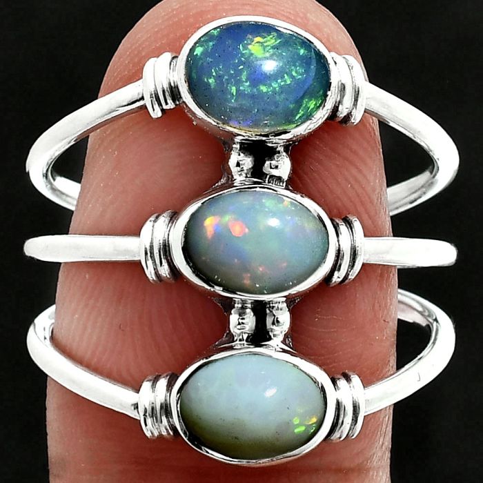 Ethiopian Opal Ring size-9 EXR06279 R-1566, 7x5 mm