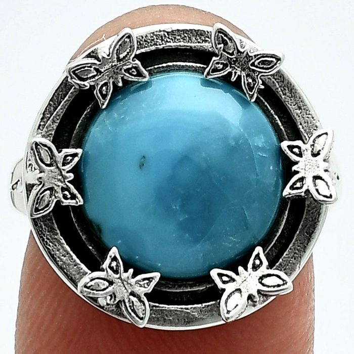 Butterfly - Natural Rare Turquoise Nevada Aztec Mt Ring size-8 EXR06284 R-1716, 12x12 mm