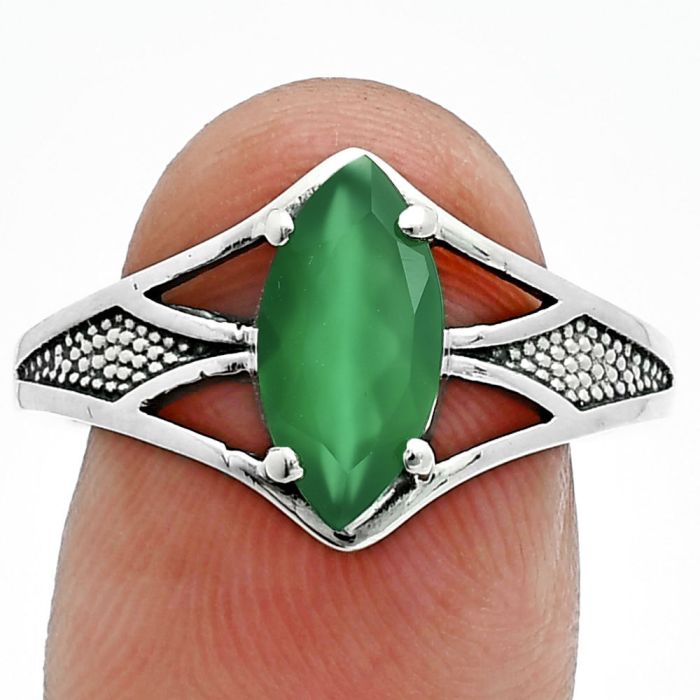 Green Onyx Ring size-8 EXR06287 R-1727, 6x12 mm