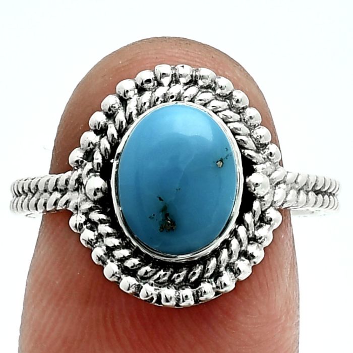 Natural Rare Turquoise Nevada Aztec Mt Ring size-8 EXR06288 R-1729, 7x9 mm