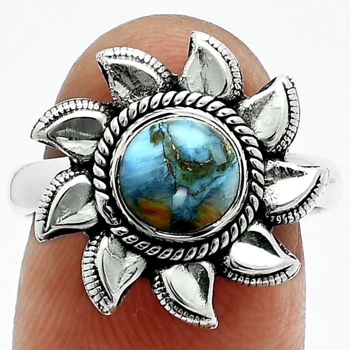 Spiny Oyster Turquoise Ring size-8 EXR06289 R-1617, 7x7 mm