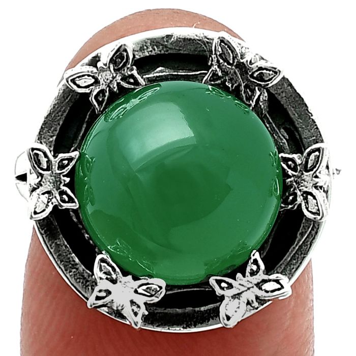 Butterfly - Green Onyx Ring size-8 EXR06295 R-1716, 12x12 mm