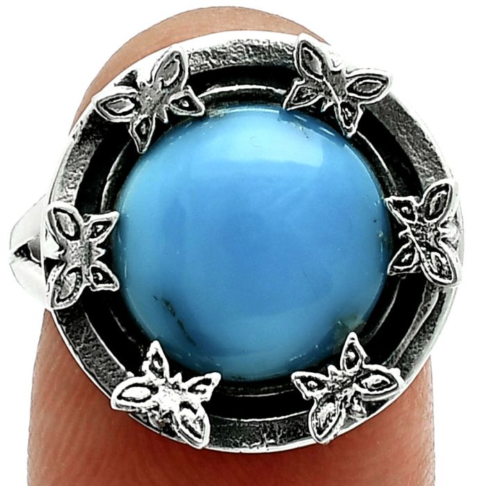 Butterfly - Natural Turquoise Morenci Mine Ring size-8 EXR06297 R-1716, 12x12 mm