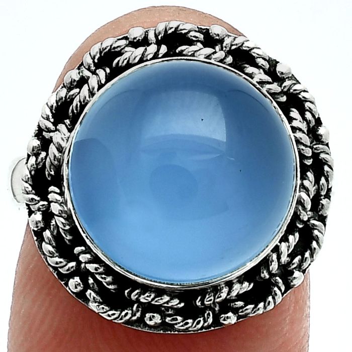 Blue Chalcedony Ring size-7 EXR06300 R-1266, 12x12 mm