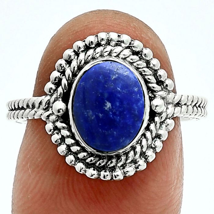 Lapis Lazuli Ring size-8 EXR06302 R-1729, 7x9 mm