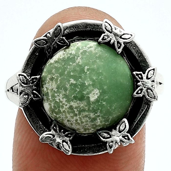 Butterfly - Utah Variscite Ring size-9.5 EXR06316 R-1716, 12x12 mm