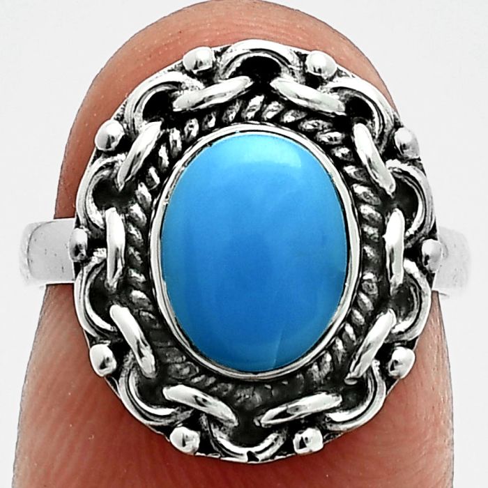 Sleeping Beauty Turquoise Ring size-6 EXR06325 R-1667, 7x9 mm