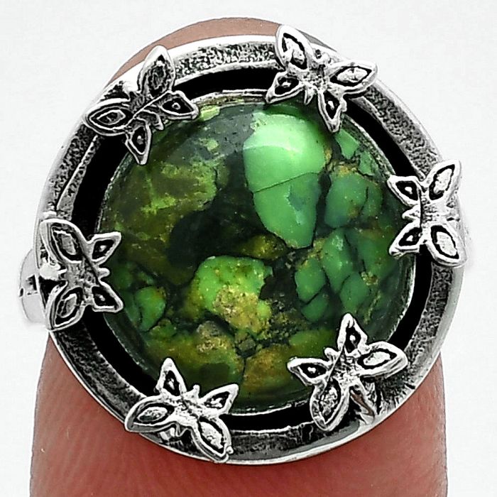 Butterfly - Green Matrix Turquoise Ring size-7 EXR06327 R-1716, 12x12 mm