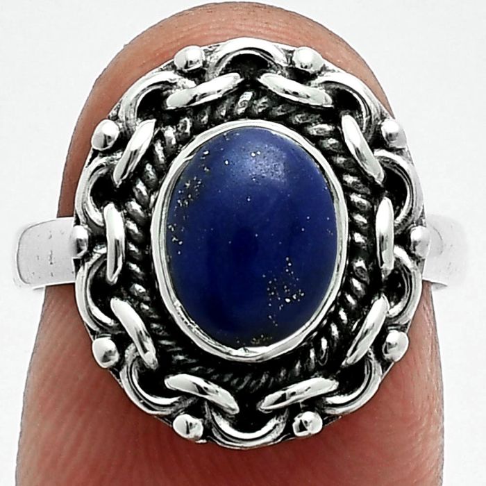 Lapis Lazuli Ring size-7 EXR06333 R-1667, 7x9 mm