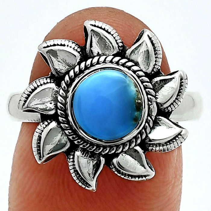 Natural Rare Turquoise Nevada Aztec Mt Ring size-8 EXR06336 R-1617, 7x7 mm