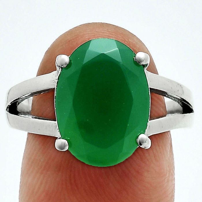 Green Onyx Ring size-9 EXR06340 R-1019, 10x14 mm