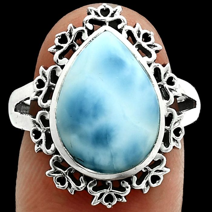 Larimar (Dominican Republic) Ring size-7 EXR06354 R-1114, 10x14 mm