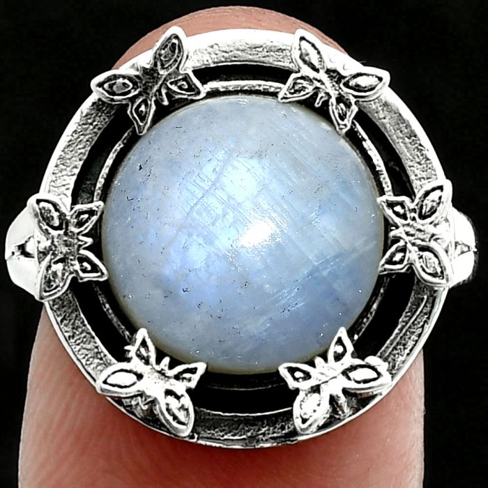 Butterfly - Rainbow Moonstone Ring size-9 EXR06358 R-1716, 12x12 mm