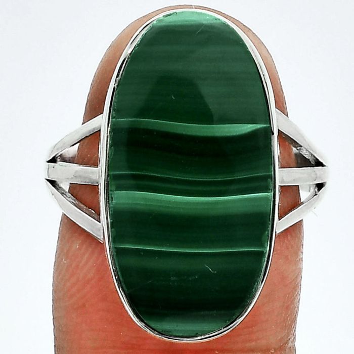 Malachite Eye Ring size-9 EXR06364 R-1003, 11x22 mm