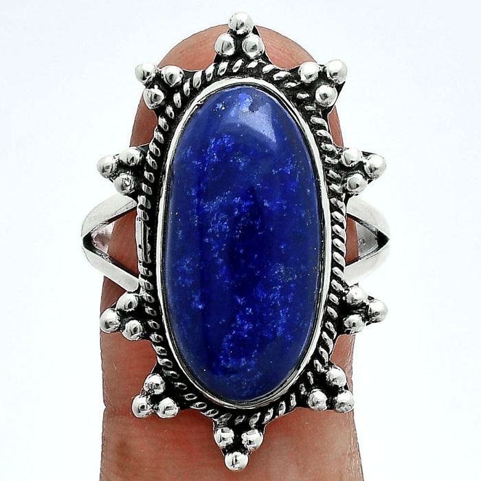 Lapis Lazuli Ring size-9.5 EXR06366 R-1234, 11x21 mm