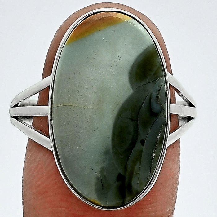 Polygram Jasper Ring size-9.5 EXR06370 R-1003, 12x21 mm