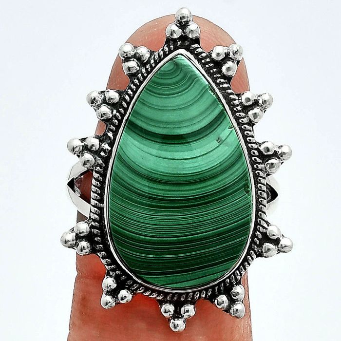 Malachite Eye Ring size-9.5 EXR06372 R-1234, 14x22 mm