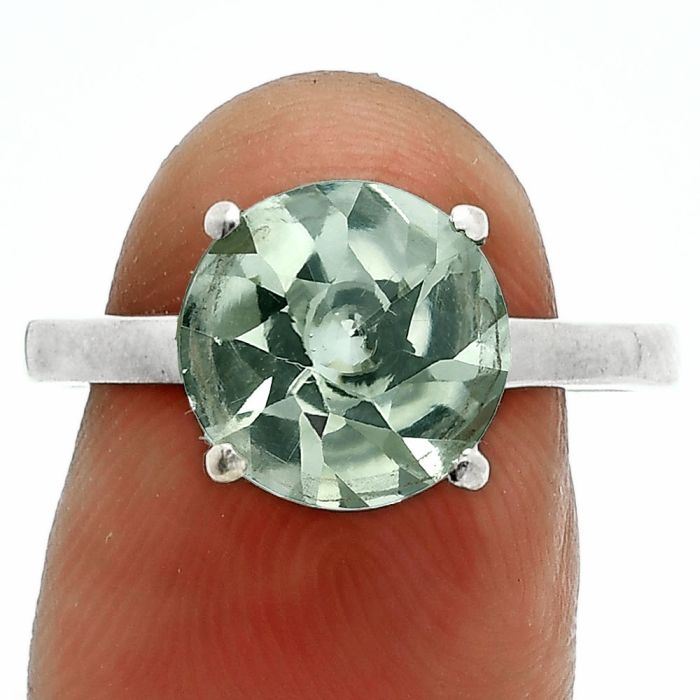 Prasiolite (Green Amethyst) Ring size-9 EXR06380 R-1019, 10x10 mm