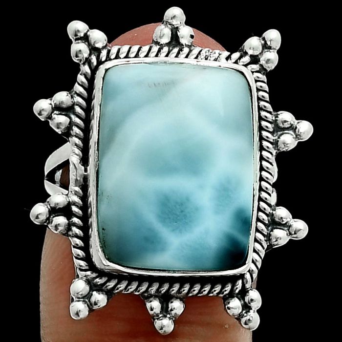 Larimar (Dominican Republic) Ring size-7 EXR06389 R-1234, 12x16 mm