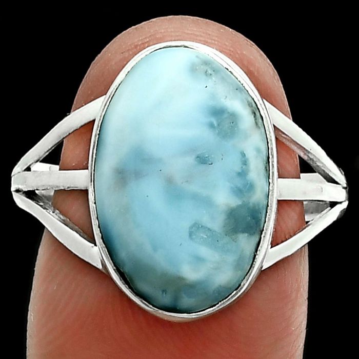 Larimar (Dominican Republic) Ring size-9.5 EXR06391 R-1003, 11x16 mm