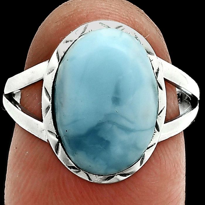 Larimar (Dominican Republic) Ring size-7 EXR06392 R-1074, 10x14 mm