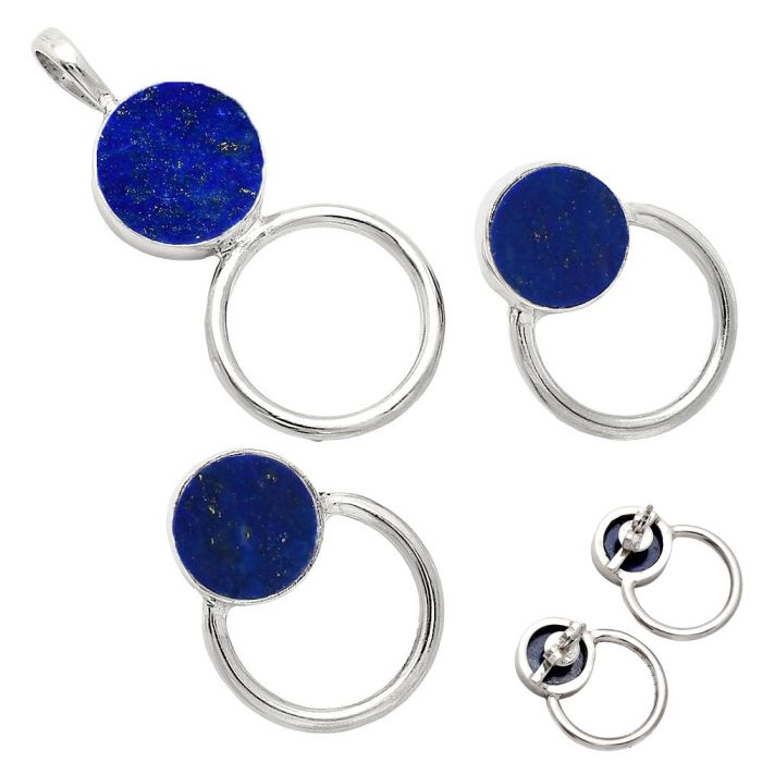 Lapis Lazuli Pendant Earrings Set EXT01019 T-1012, 12x12 mm