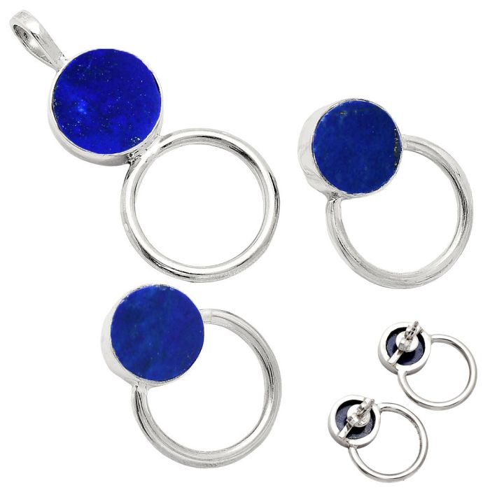 Lapis Lazuli Pendant Earrings Set EXT01020 T-1012, 12x12 mm