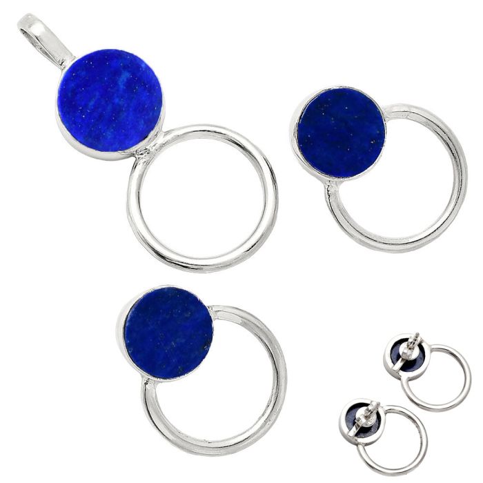 Lapis Lazuli Pendant Earrings Set EXT01021 T-1012, 12x12 mm