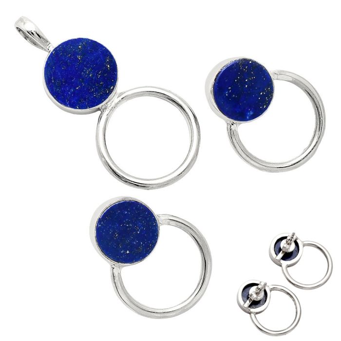 Lapis Lazuli Pendant Earrings Set EXT01023 T-1012, 12x12 mm